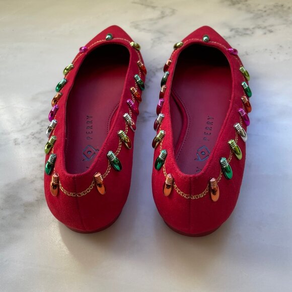 Katy Perry Hollie Christmas Flat in Red, Size 6 - Picture 3 of 3